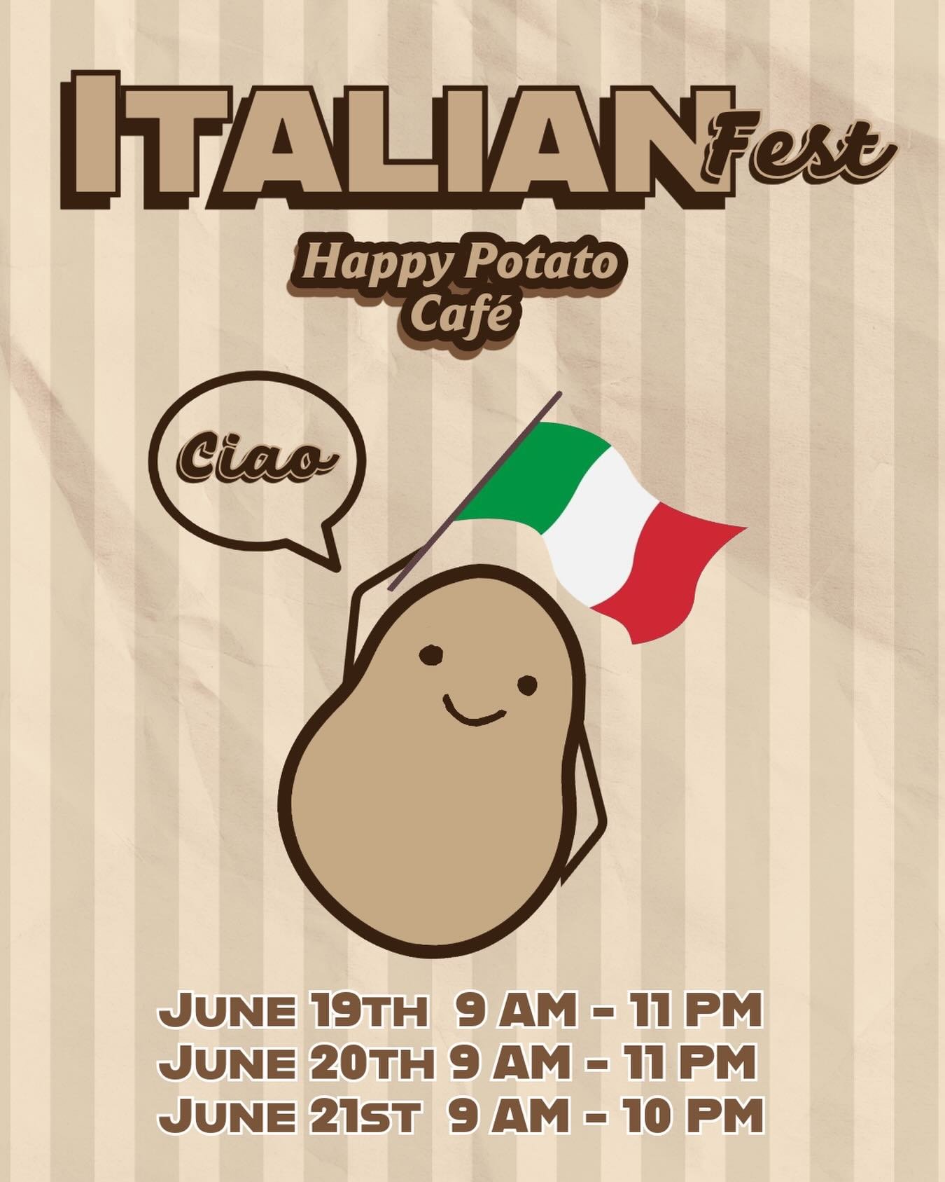 It&rsquo;s officially Italian Festival! Come visit us during our extended hours this weekend 😁