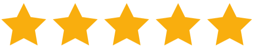 Five gold stars arranged in a horizontal row.