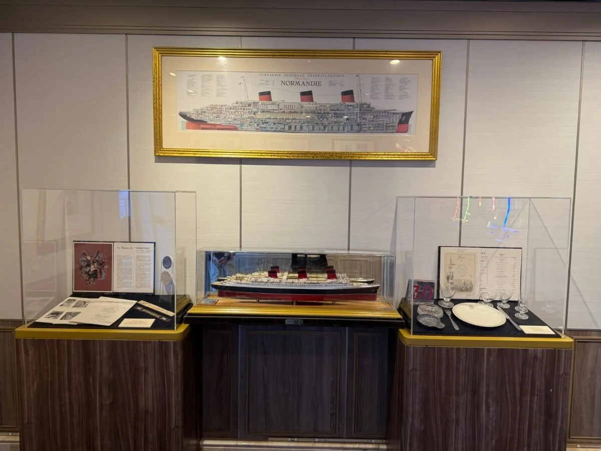 Memorabilia from the SS NORMANDIE on display in CELEBRITY SUMMIT.