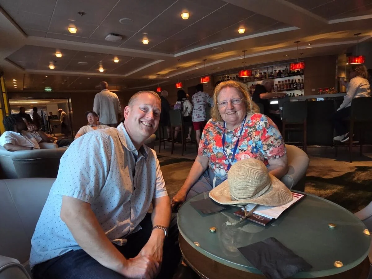 PONY's Matt Rihl and Cornelia Mueller enjoying the Cellar Masters Lounge.