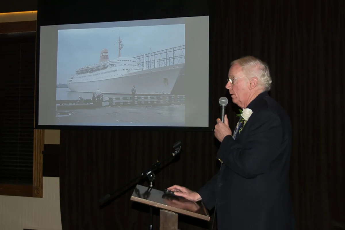 Ted Scull presenting a program on how New York’s waterfront changes from 1965.