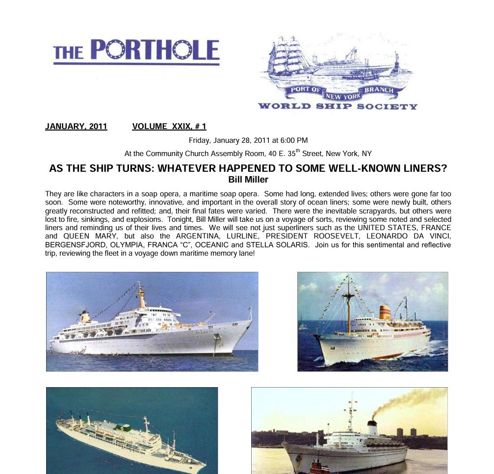 THE PORTHOLE | 2011 (Jan - Dec)