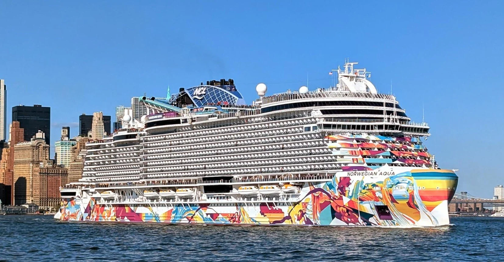 NCL NORWEGIAN AQUA, New York Harbor, NY maiden call, August 2025 (Justin Zizes)