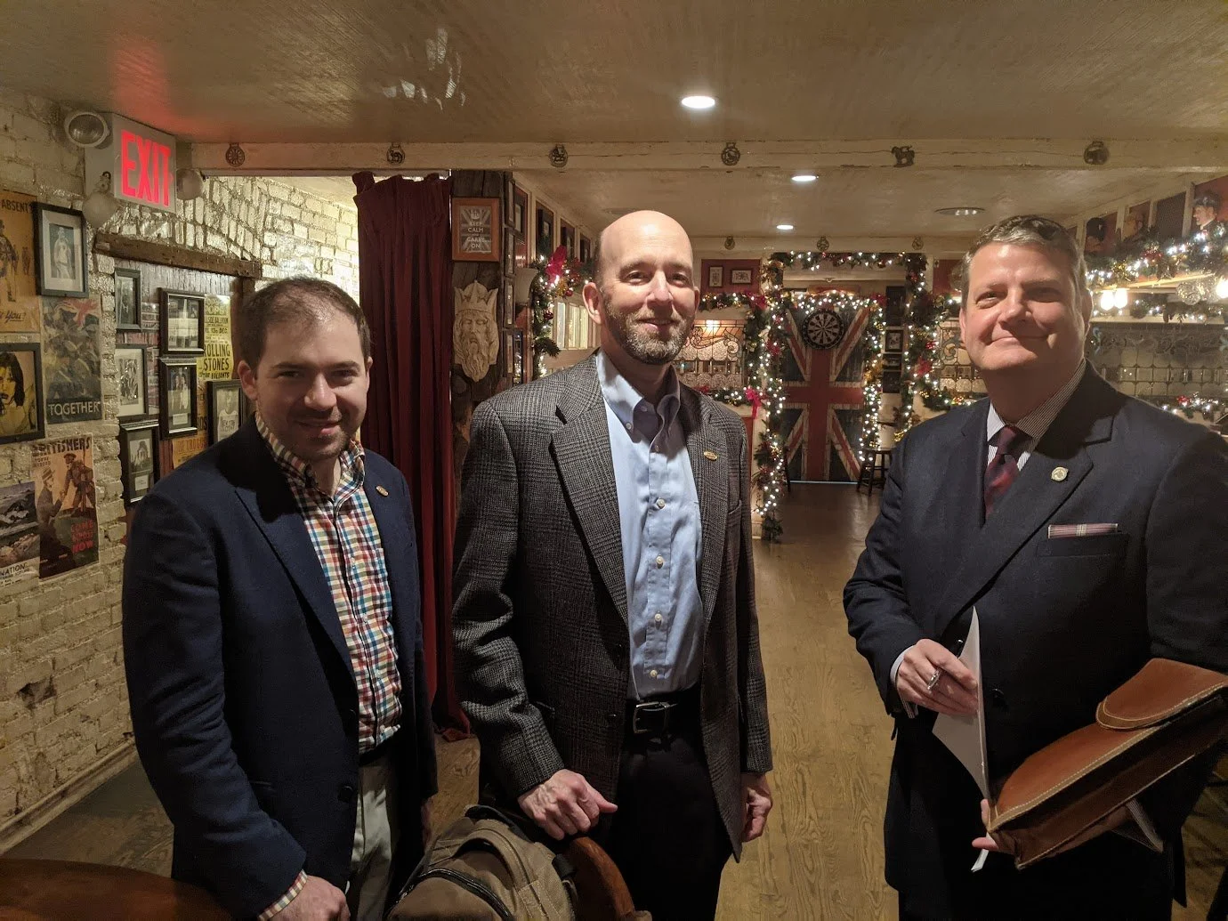 2021 Holiday Party at Churchill's Tavern 2021 with Branch Secretary Doug Newman, Membership Secretary Stuart Gewirtzman and Pat Dacey Chairman