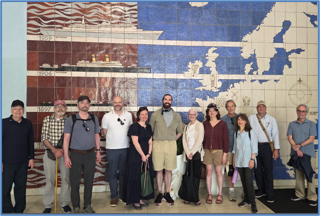 2026 Pier 40 in front of Holland America Line ceramic artwork during William Roka led walking tour