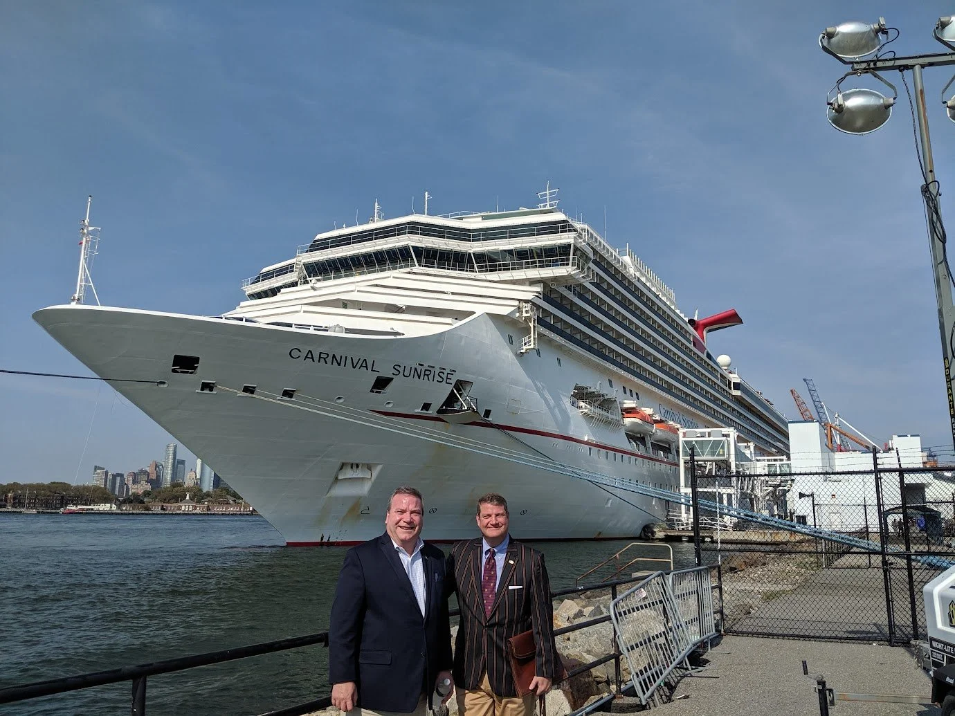 2019 Carnival SUNRISE naming ceremony with Tim (left) and Pat Dacey, MCT, Manhattan, NY