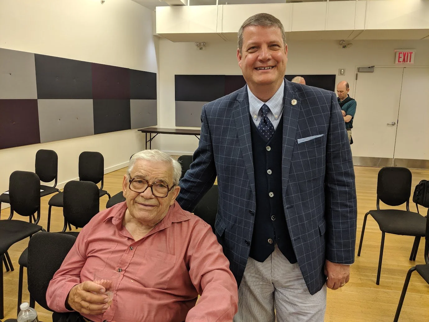 2019 National Opera Center PONY meeting with long-time Bernie Grandjany (left) and Board Chairman Pat Dacey, Manhattan, NY