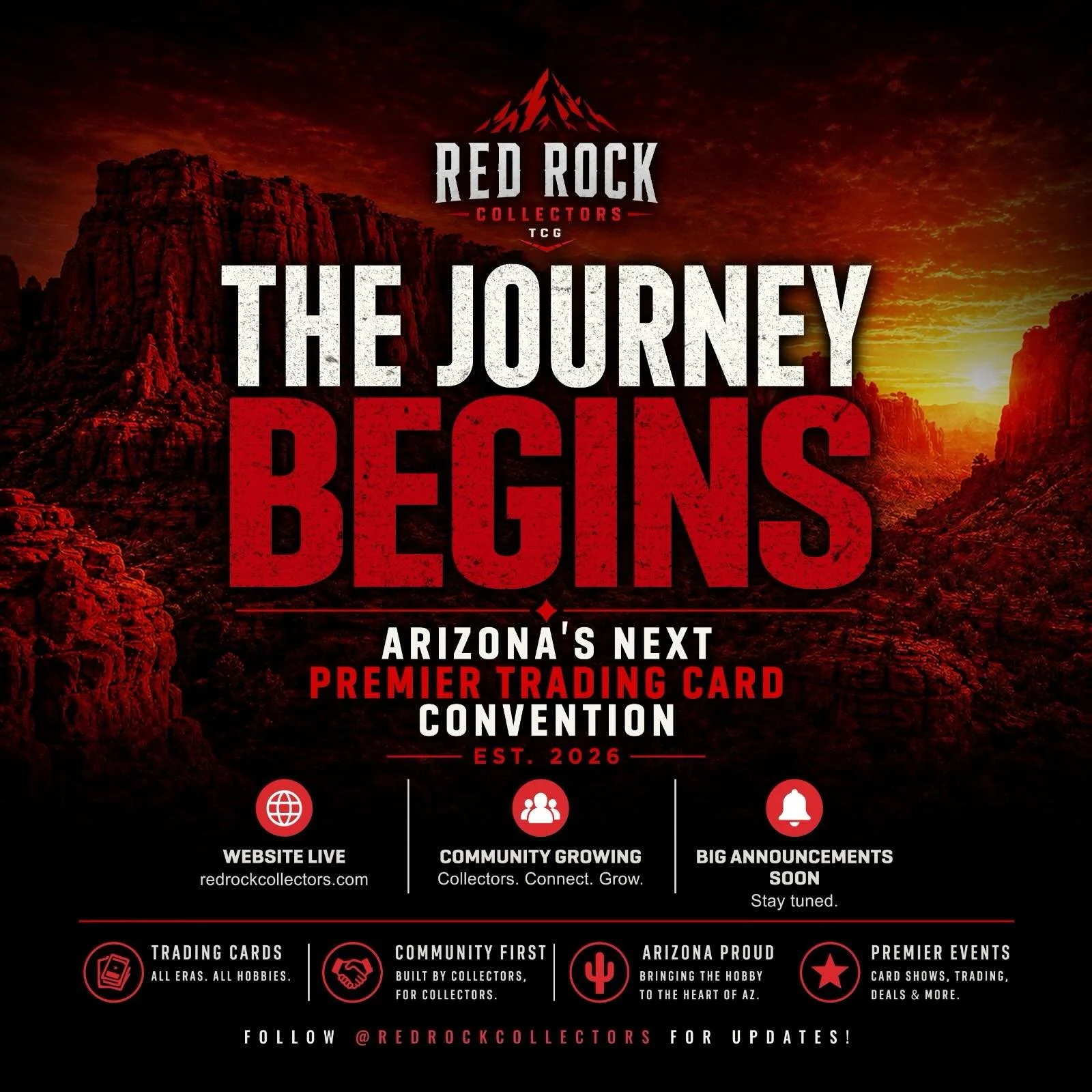 🔥 ARIZONA&hellip; ARE YOU READY? 🔥

Something BIG is coming to the Arizona TCG community.

Red Rock Collectors TCG is bringing collectors, vendors, creators, and card enthusiasts together for an unforgettable experience. Whether you collect Pok&eac