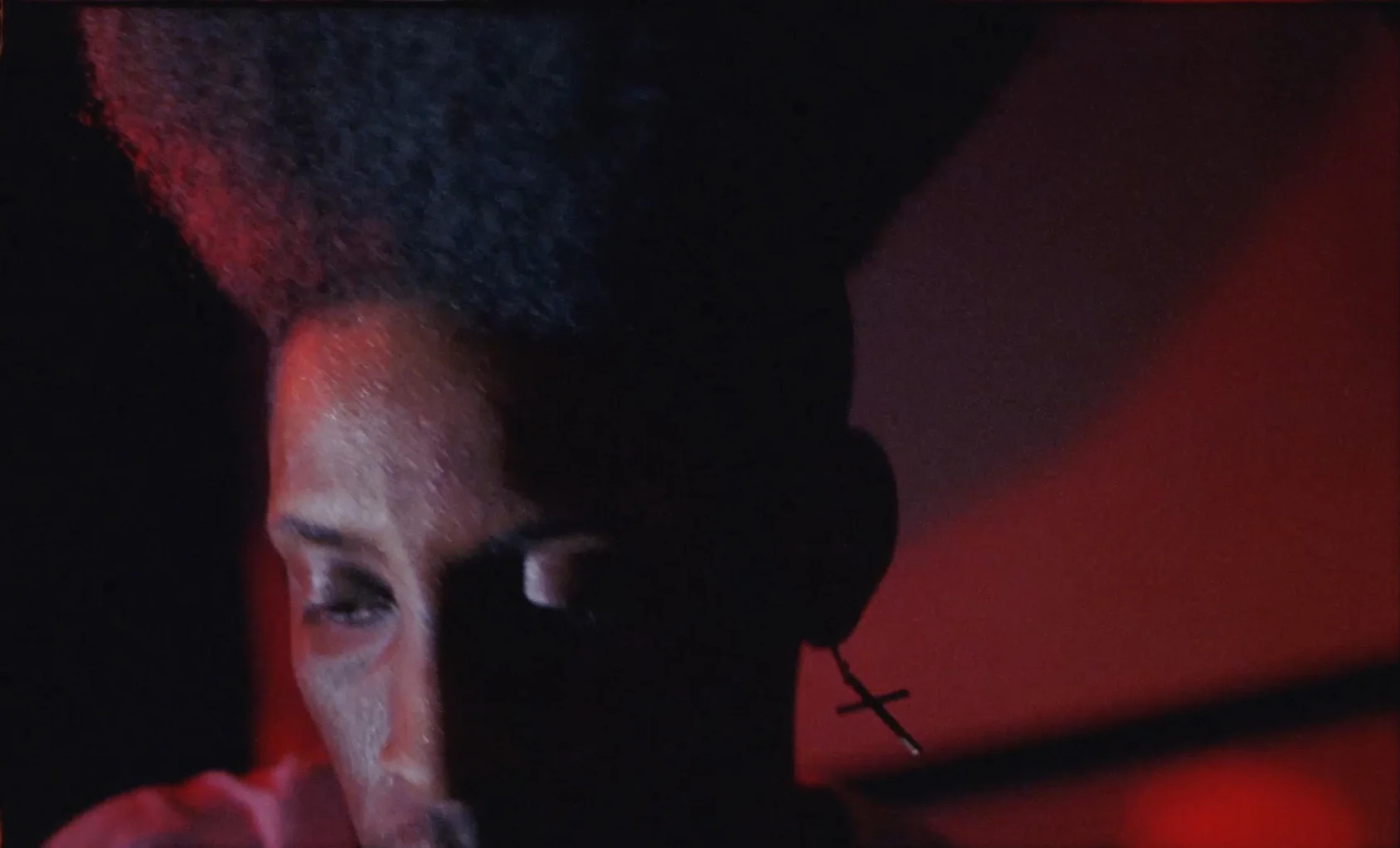 Cinematic close-up from a music video project edited by Genea Gaudet