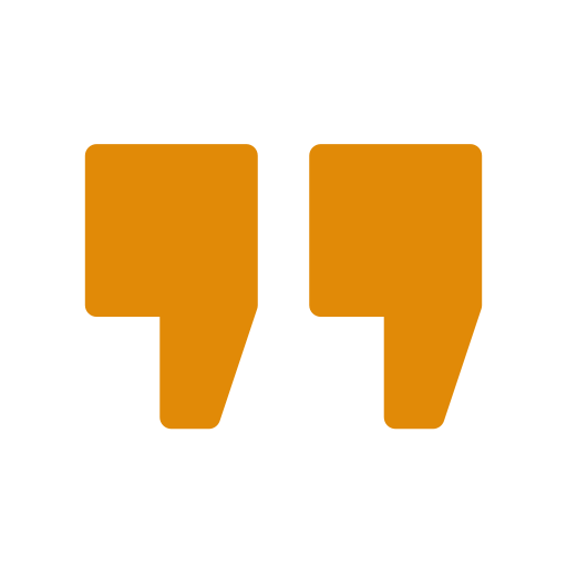 Two large, stylized quotation marks in gold color on a black background.