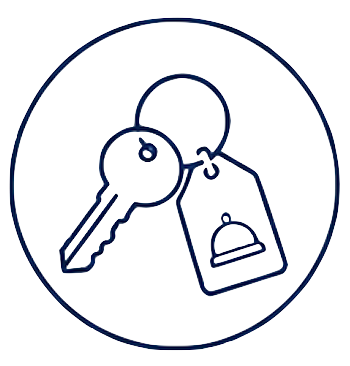 Icon of a clipboard with checkmarks and a key.