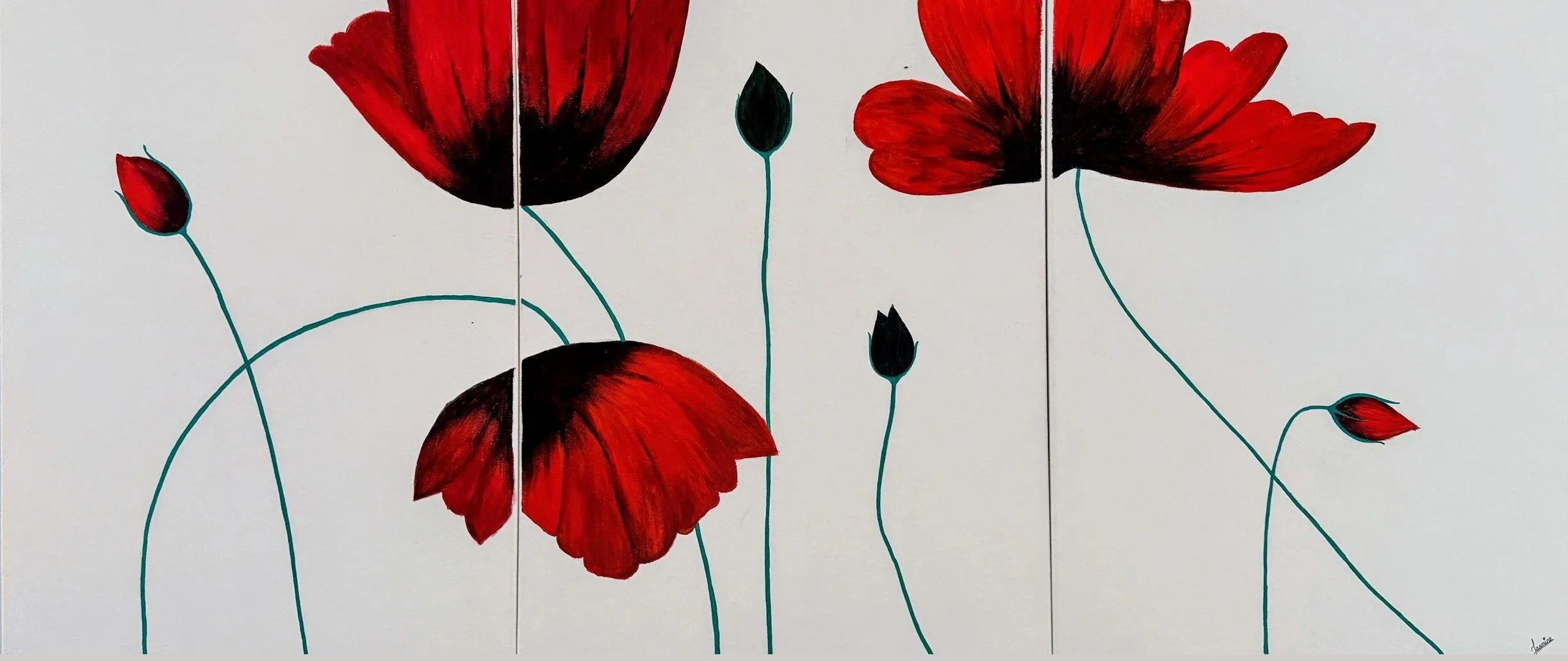 Poppy Passion — Crimson Triptych