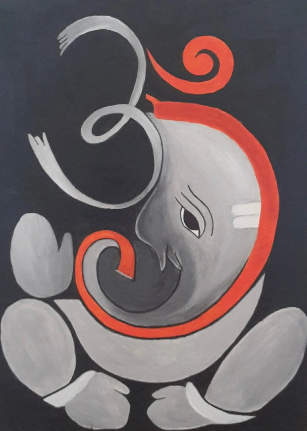 The Obstacle Remover — Ganesha in Grey & Saffron