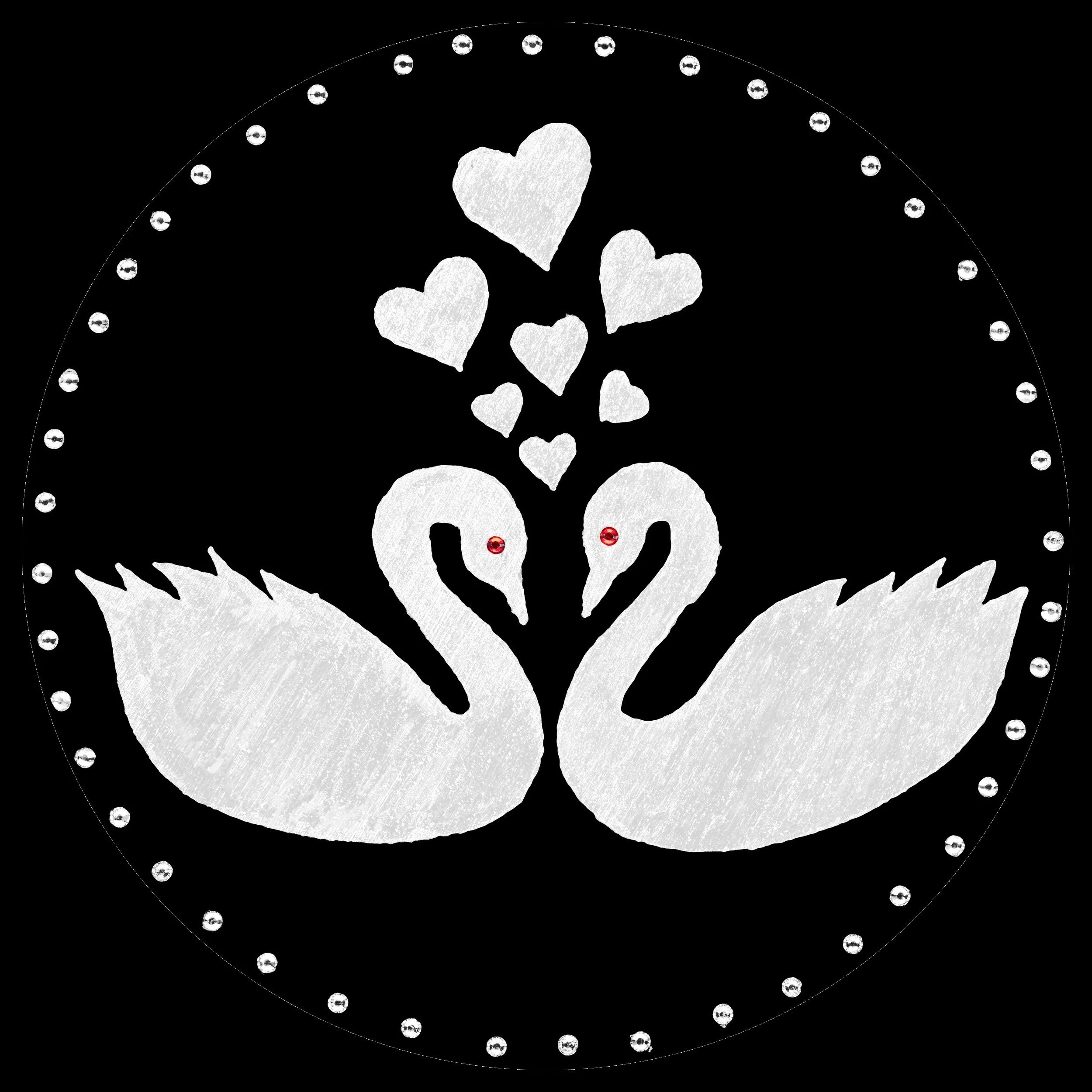 Silver Swans — Rhinestone Heart