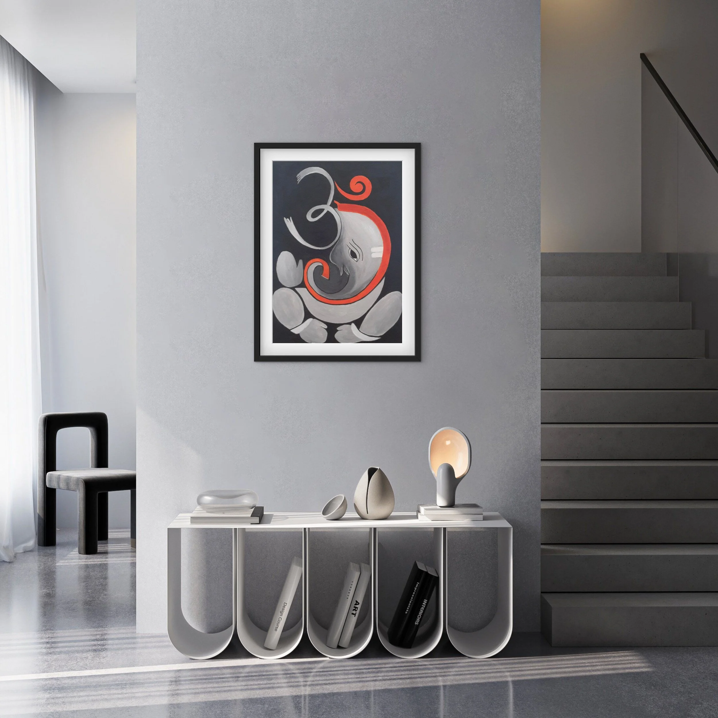 grey-orange-ganesha-obstacles-remover-painting-in-room-2.jpg