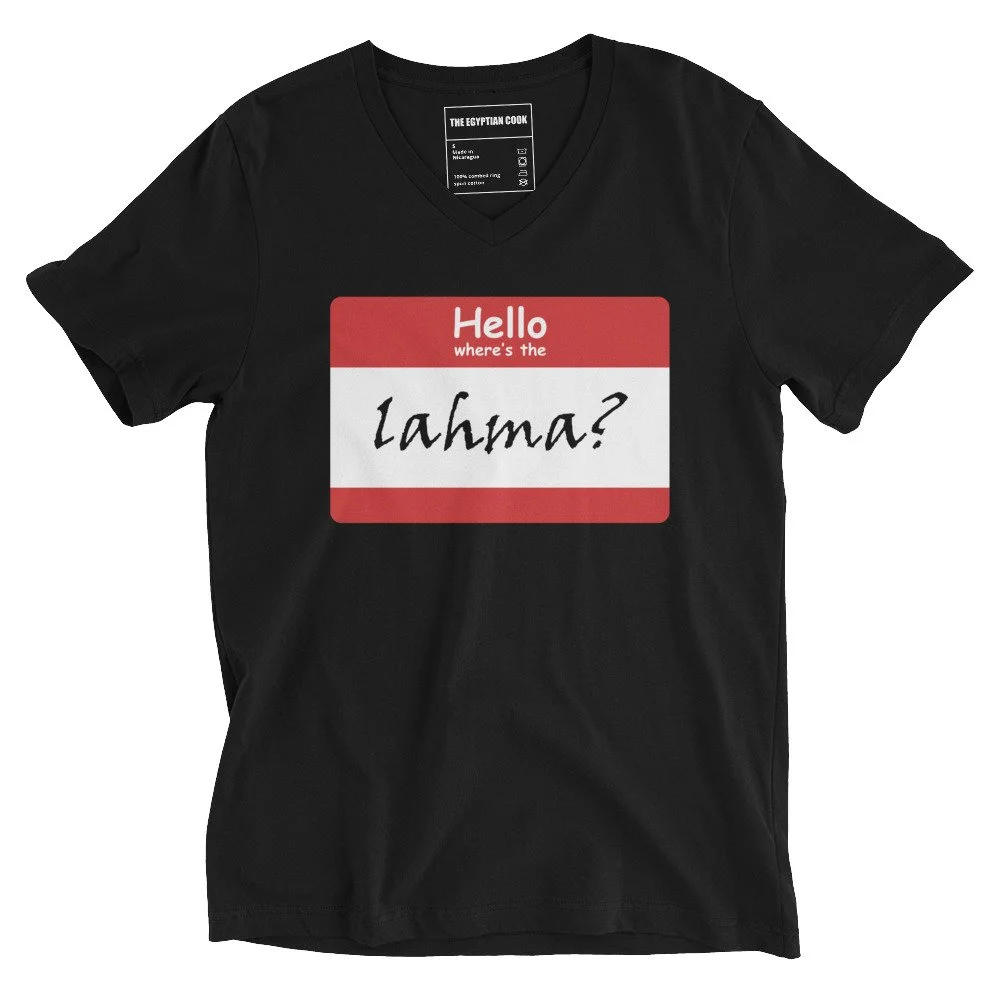 Where's the lahma?™ Nametag V-neck
