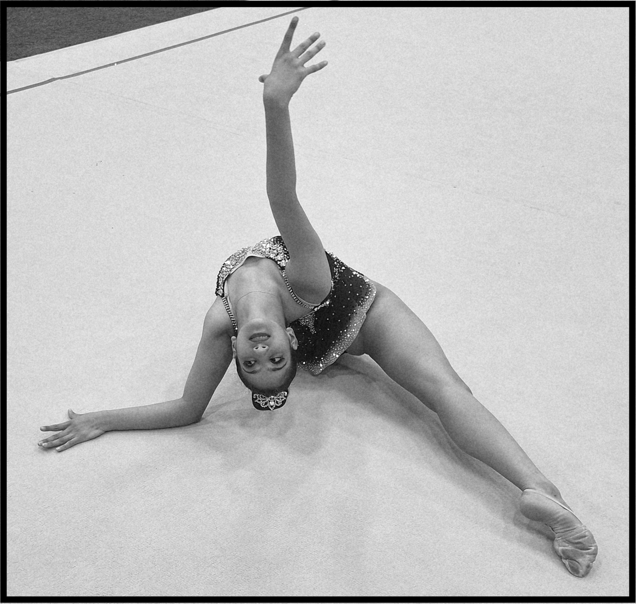 Elite Rhythmic Centre gymnast training during the 2026 Miss Valentine International Tournament in Estonia.