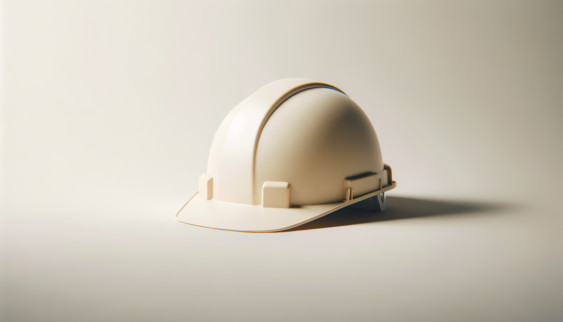 Modern white construction helmet on a plain background.