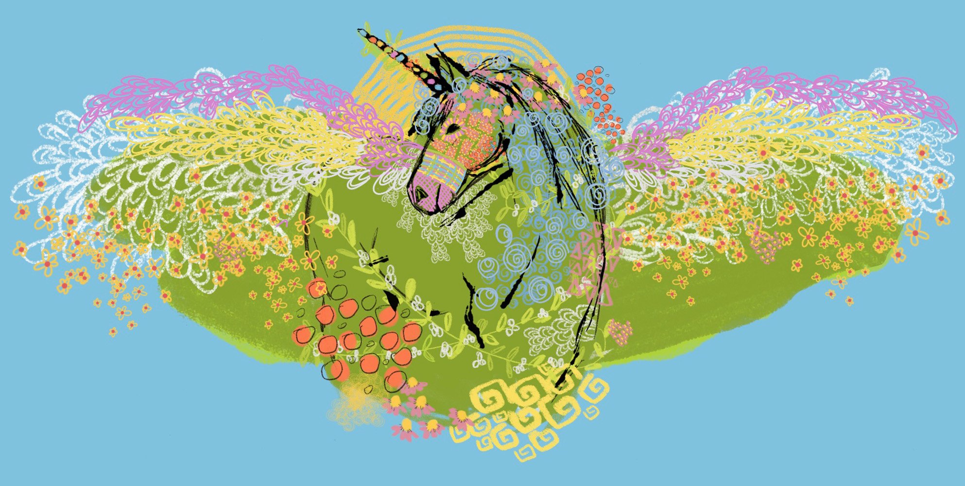 Unicorn flora illustration