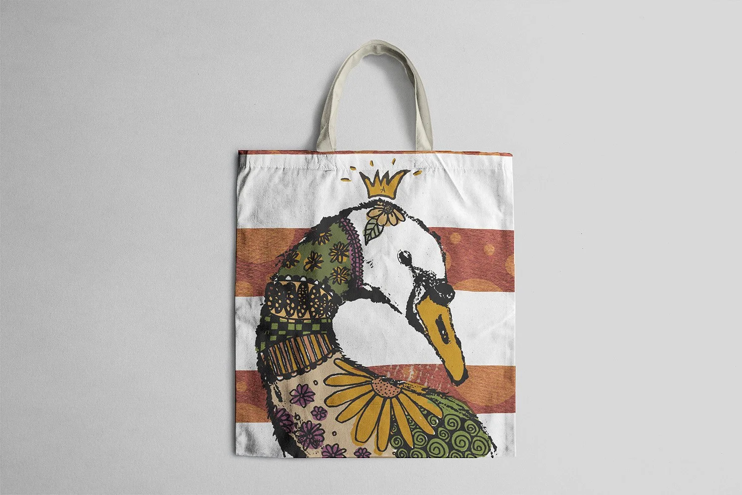 Swan Illustrated textile bag