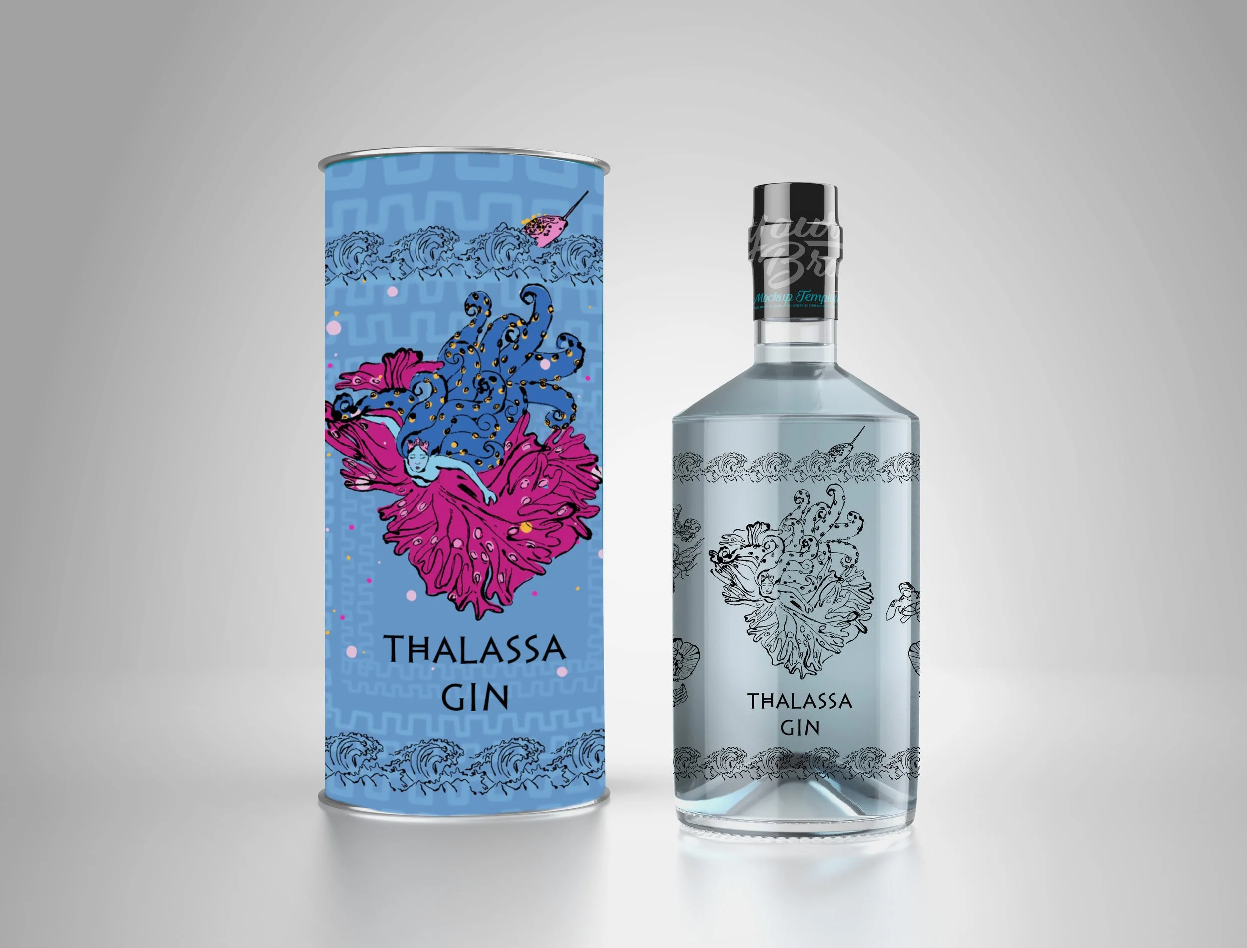 Thalassa Gin Bottle design, Packaging design