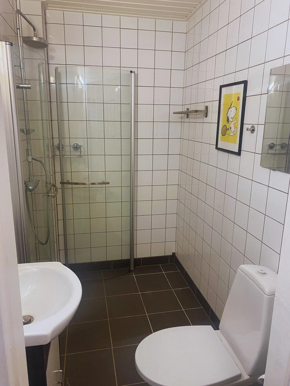 Bilden på ett badrum i en av lägenheterna företagsboende.