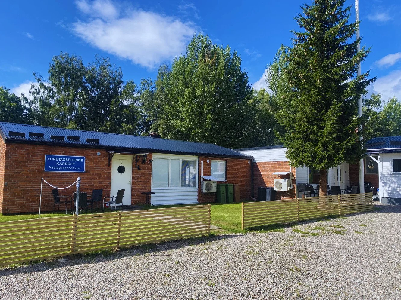 Bilden på företagsboende huset i sommartid.