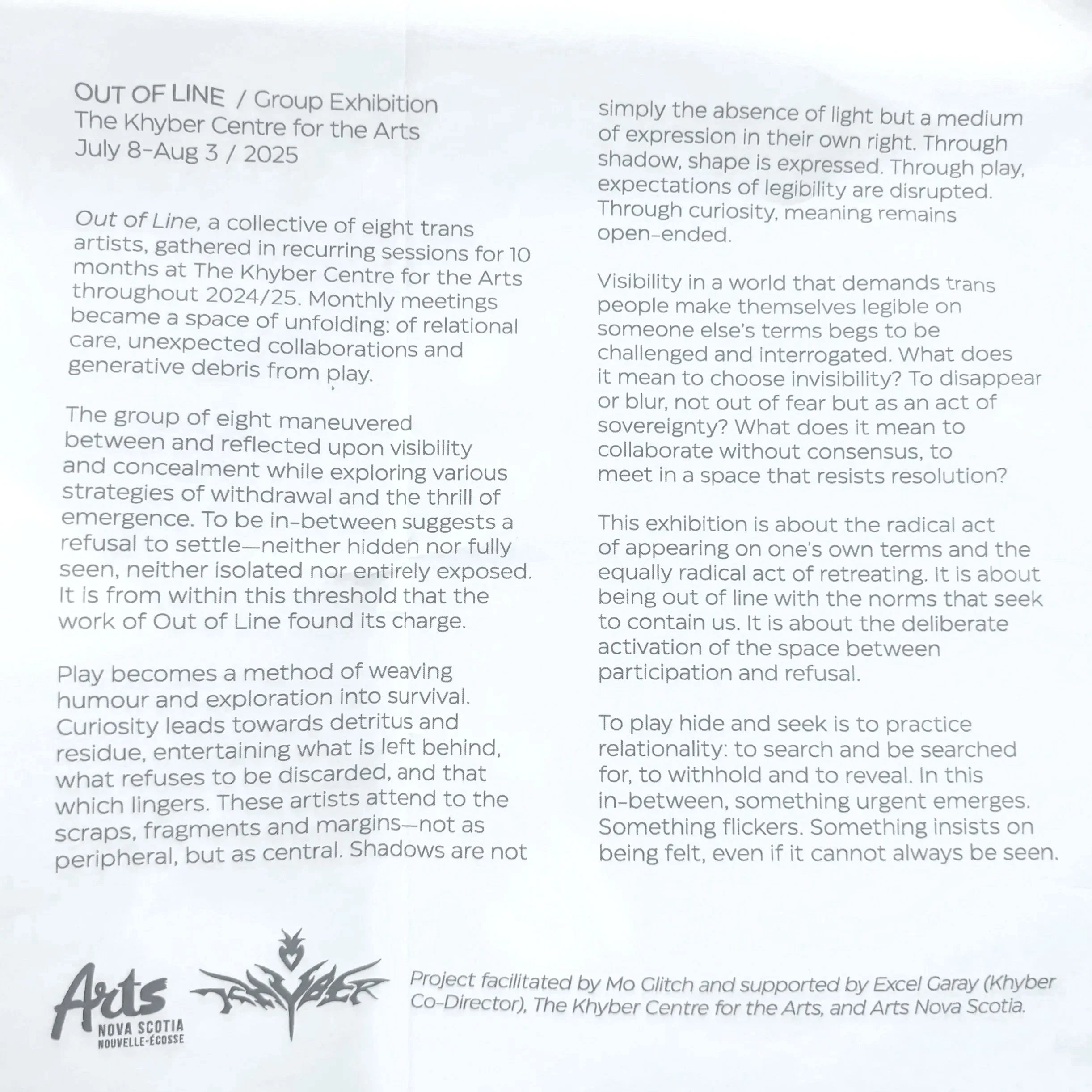 Out of Line curatorial statement