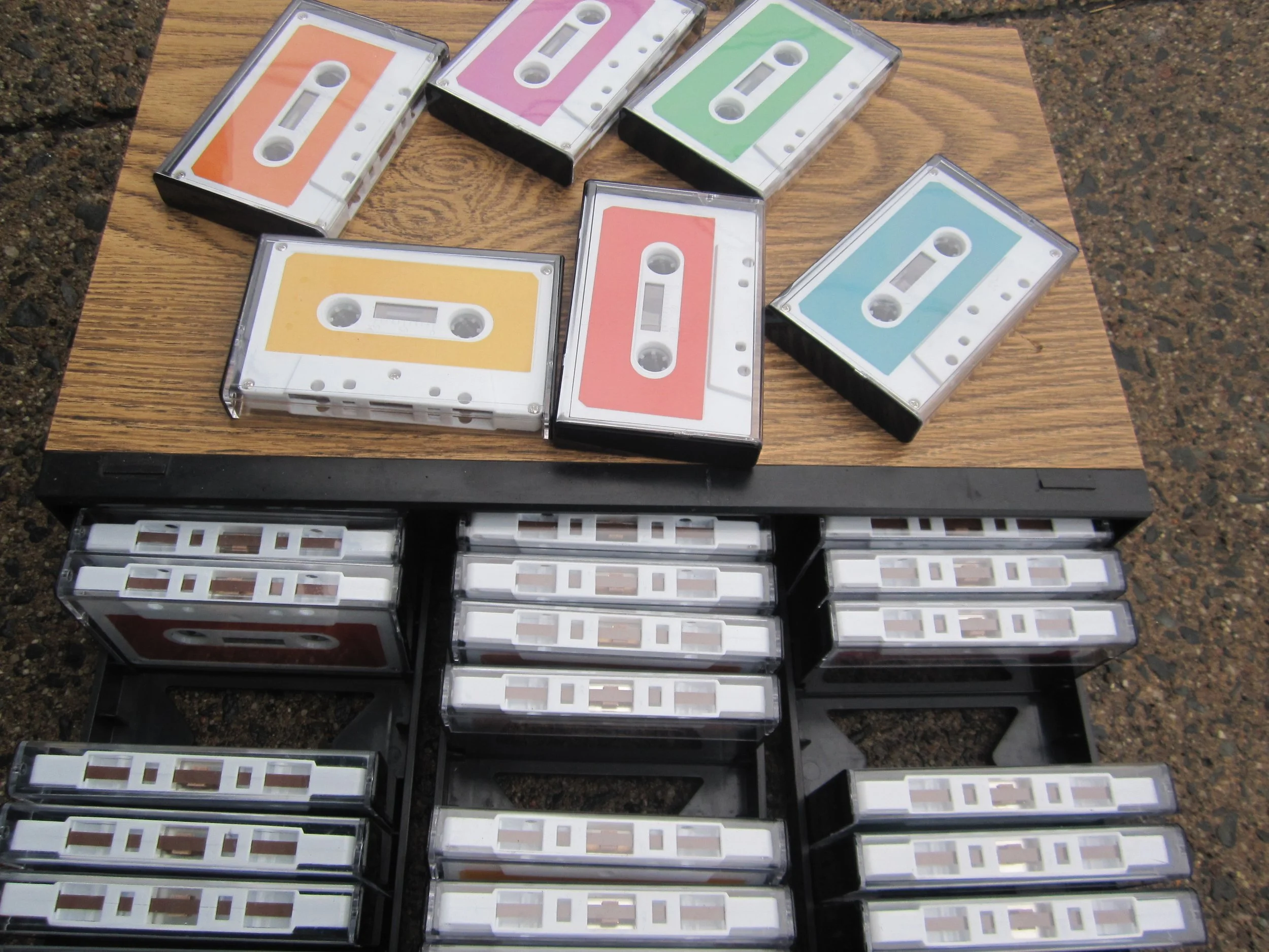 colour-coded cassette tapes onto which each track of the different soundscapes were recorded