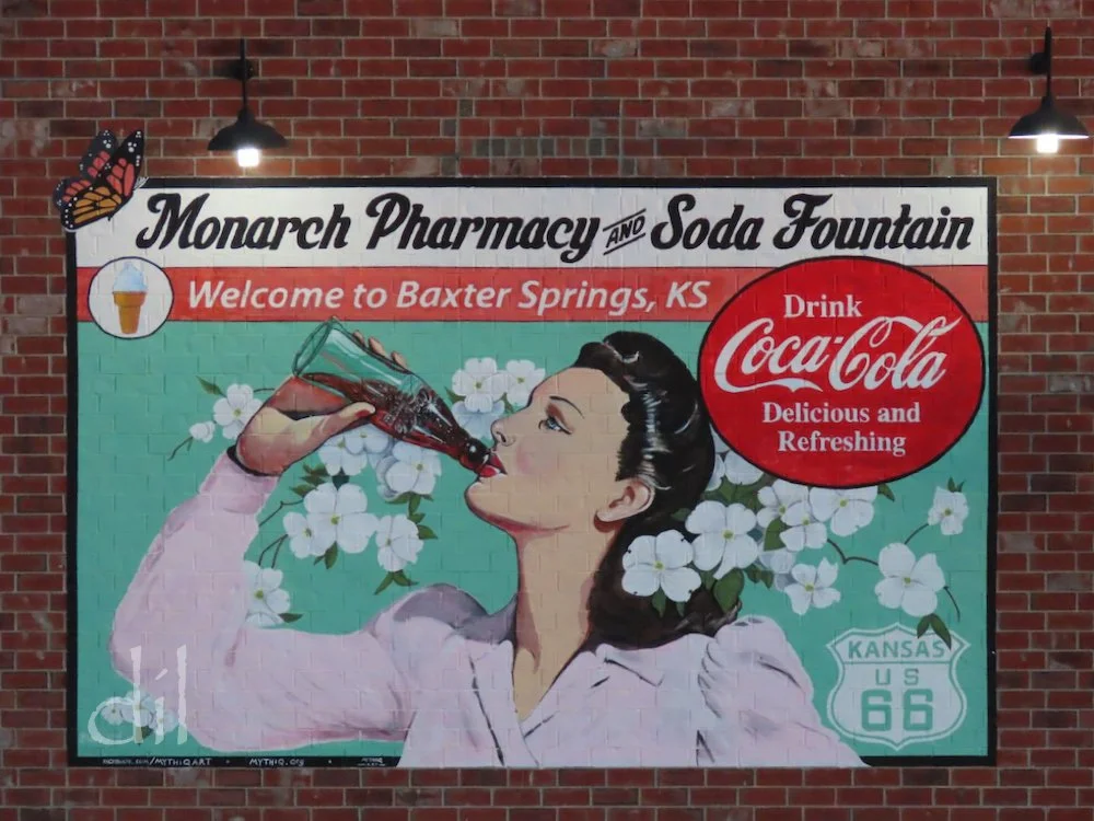 Baxter Springs' Monarch Pharmacy still operates its old-time soda fountain, serving scoops of Anderson's Ice Cream from across the border in Joplin, Mo.
