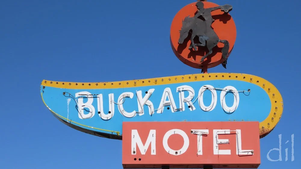 Even in daylight, Tucumcari's roadside attractions will have you leaning out the car window with camera in hand. Seemingly every block of central Route 66 Boulevard features a period motel, diner, marquee sign or mural. The Buckaroo dates from the ea