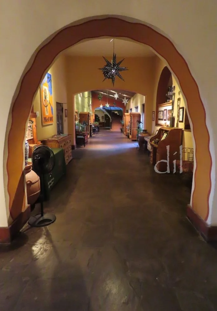 Colter left her mark throughout La Posada, with its airy ceilings, dramatic natural and artificial lighting, earthy color palette and efforts to bring the outdoors inside.