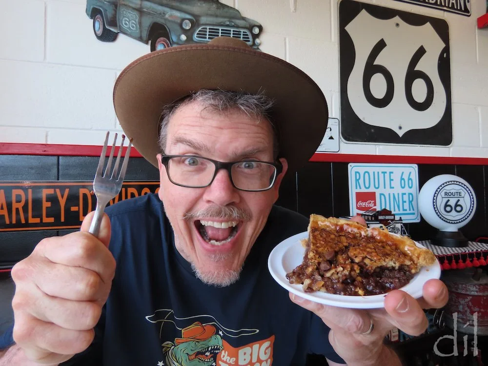 Another happy tradition roadies observe in Adrian is noshing on a slice of "ugly pie" at the Midpoint Cafe, directly across from the sign. The pie menu changes daily. Stroll off calories at the gift shop before hitting the road.