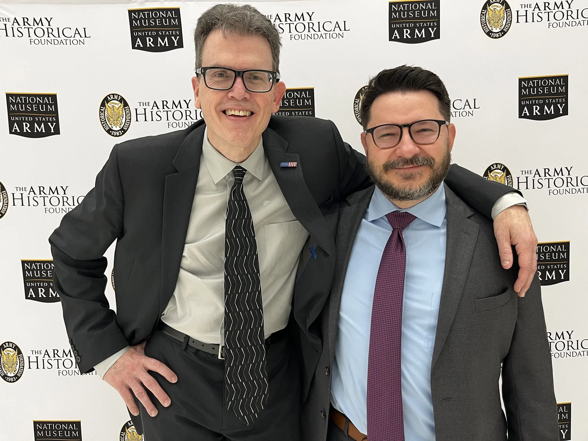 Military History editor David Lauterborn poses with author Peter Zablocki at an Distinguished Writing Award ceremony for Peter hosted by the Army Historical Foundation at the National Museum of the United States Army.