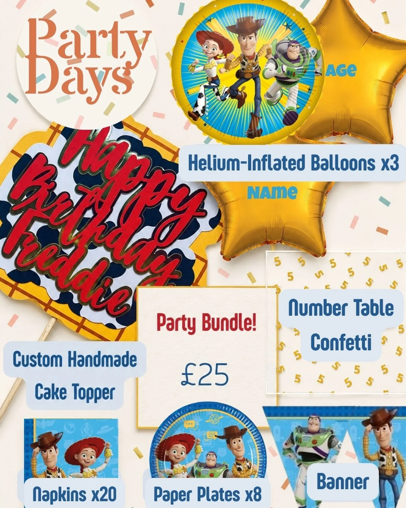Ahh so here it is, a brand new party bundle! DM to order, or, if you&rsquo;re after something like this for a different theme, I can help!