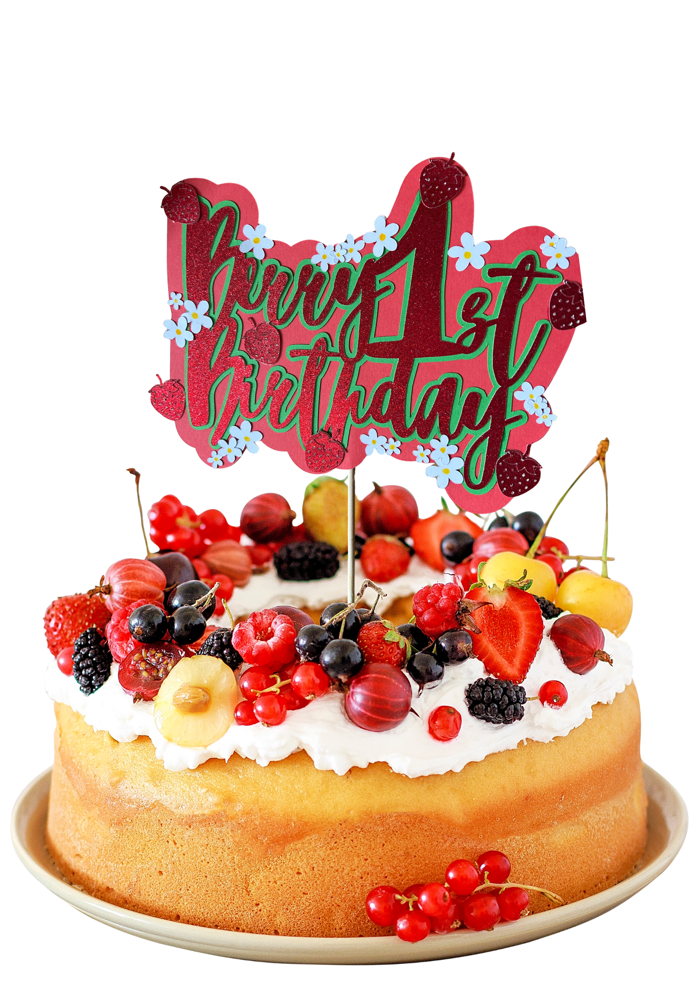 Berry First Birthday Cake Topper
