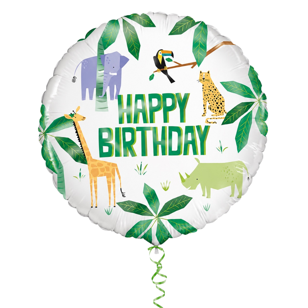 18" Happy Birthday Jungle Helium-Inflated Balloon