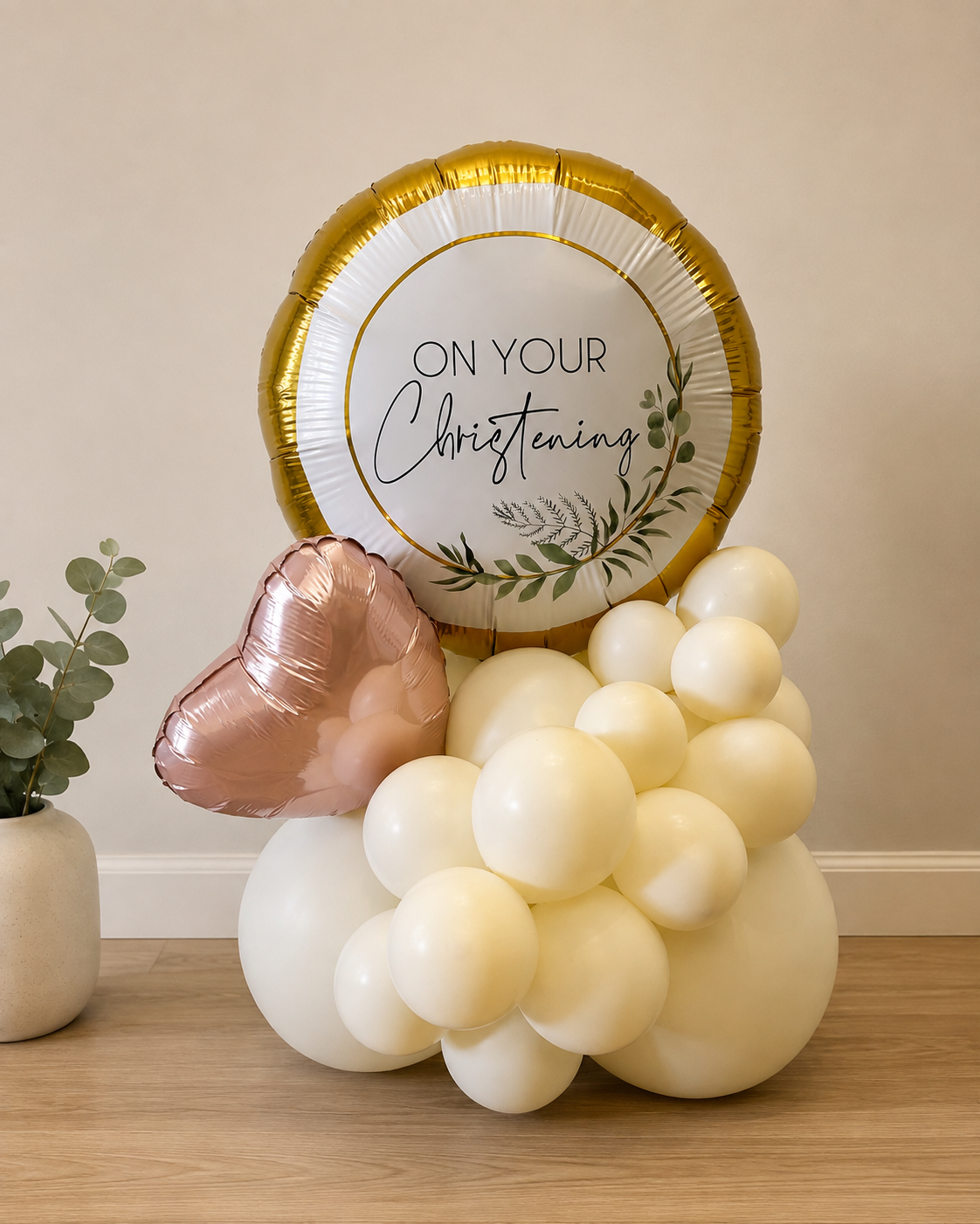 Christening Tabletop Balloon Stack
