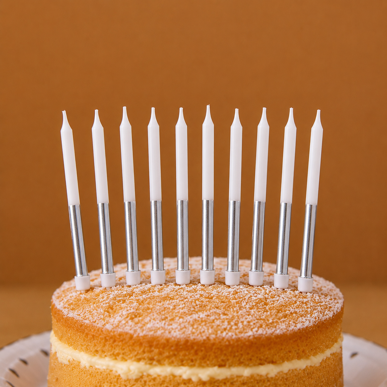 Long Birthday Cake Candles - Silver