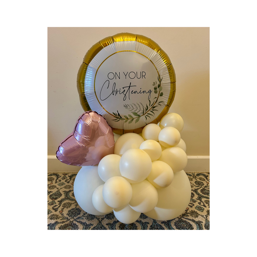 Christening Tabletop Balloon Stack