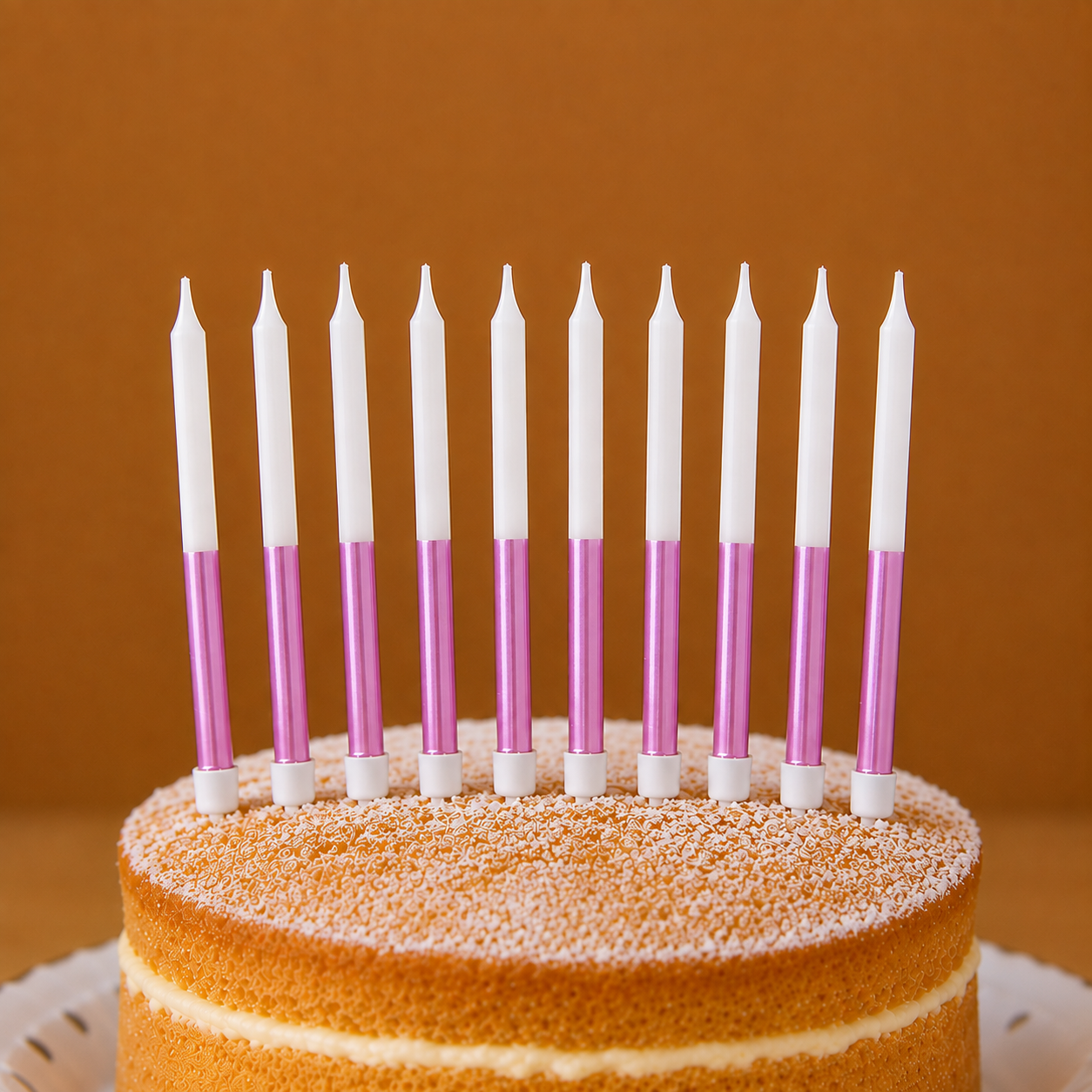 Long Birthday Cake Candles - Purple Pink