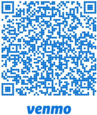 Blue Venmo QR code on a white background.