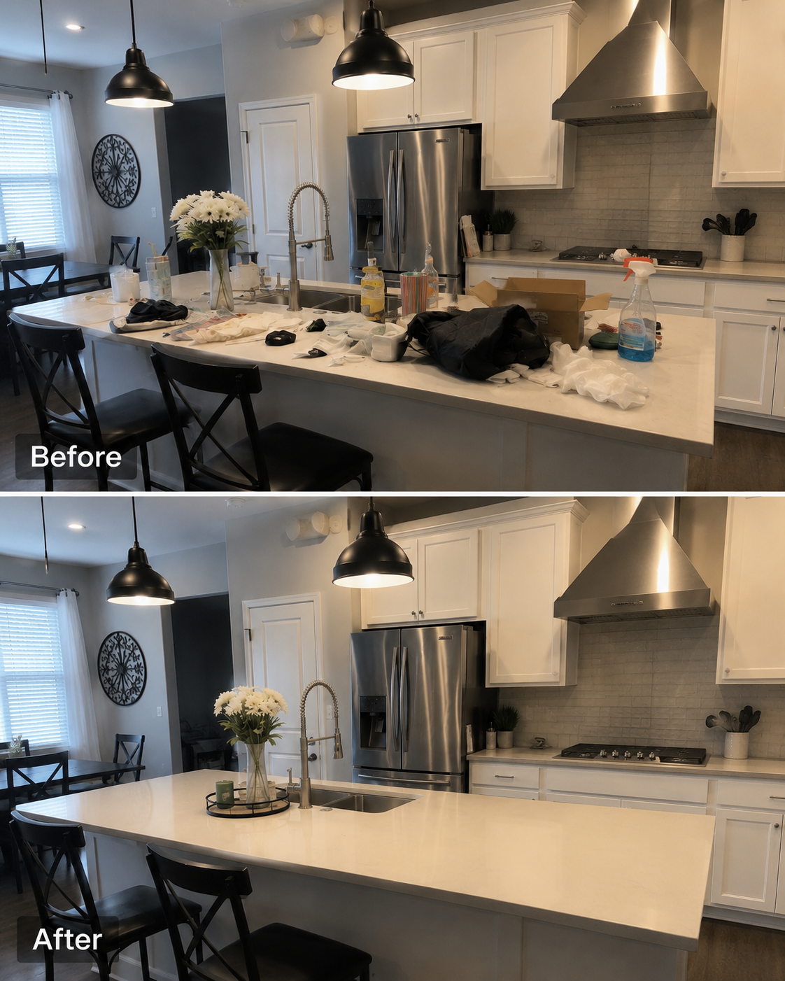 Kitchen cleaning before and after photos from 2SqueakyClean
