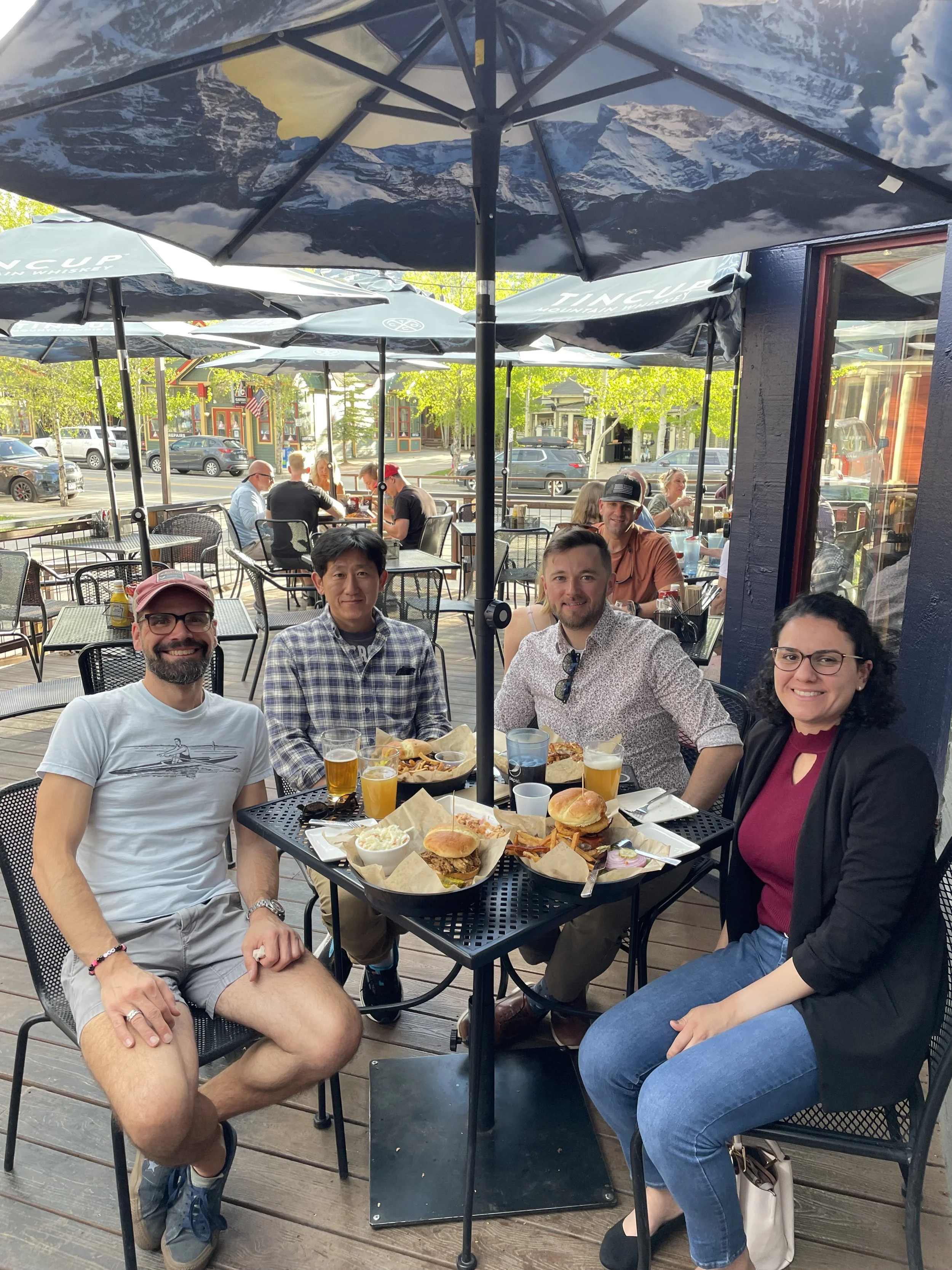 Lunch with Shaun, Won, Dennis, Marcelle - 68th   annual Wind River Conference on Prokaryotic Biology, Breckenridge, CO. June 2024