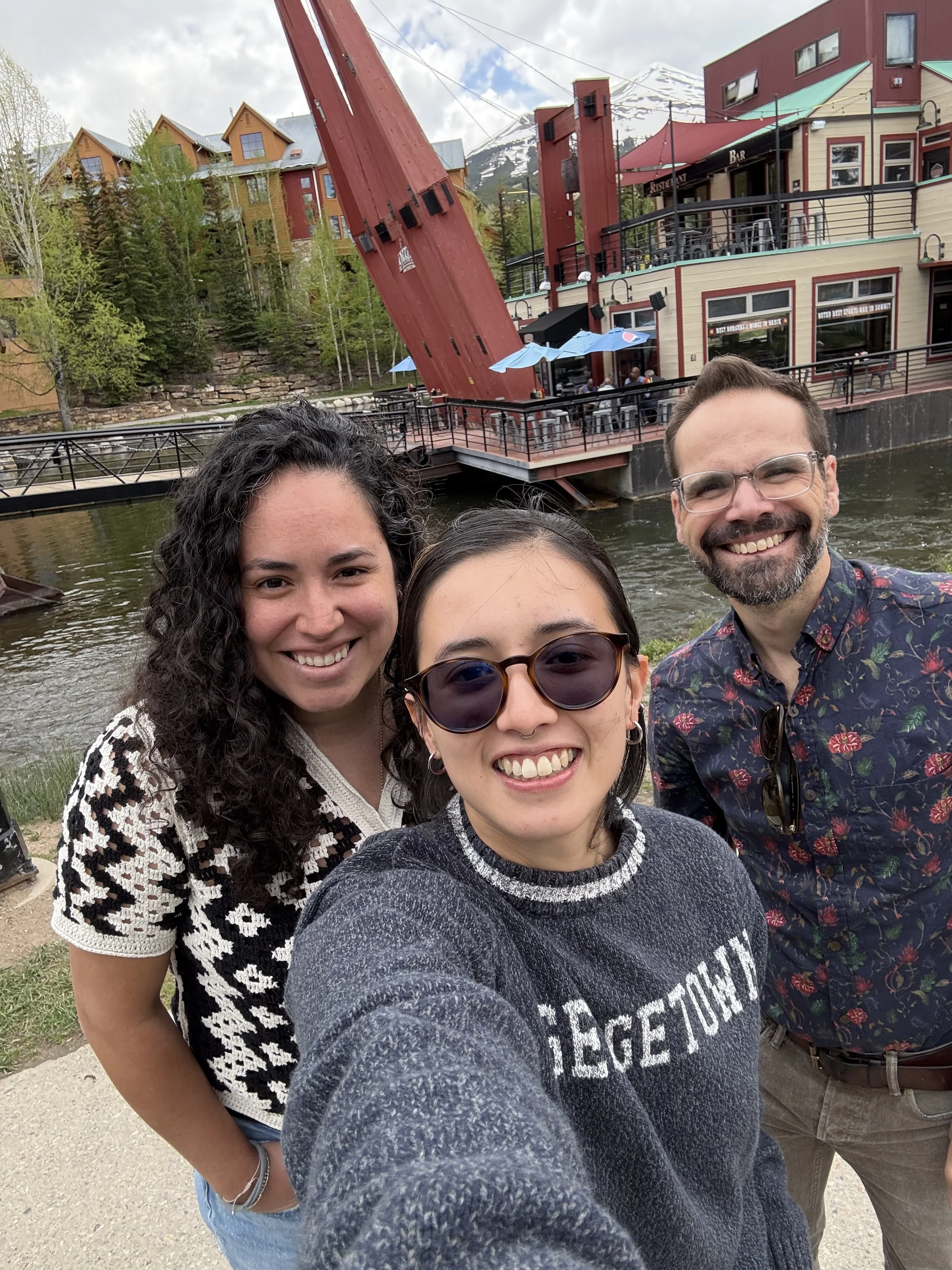 Pausing for a selfie! Fabiana, Danna, Shaun. 69th annual Wind River Conference on Prokaryotic Biology. Breckenridge, CO. June 2025