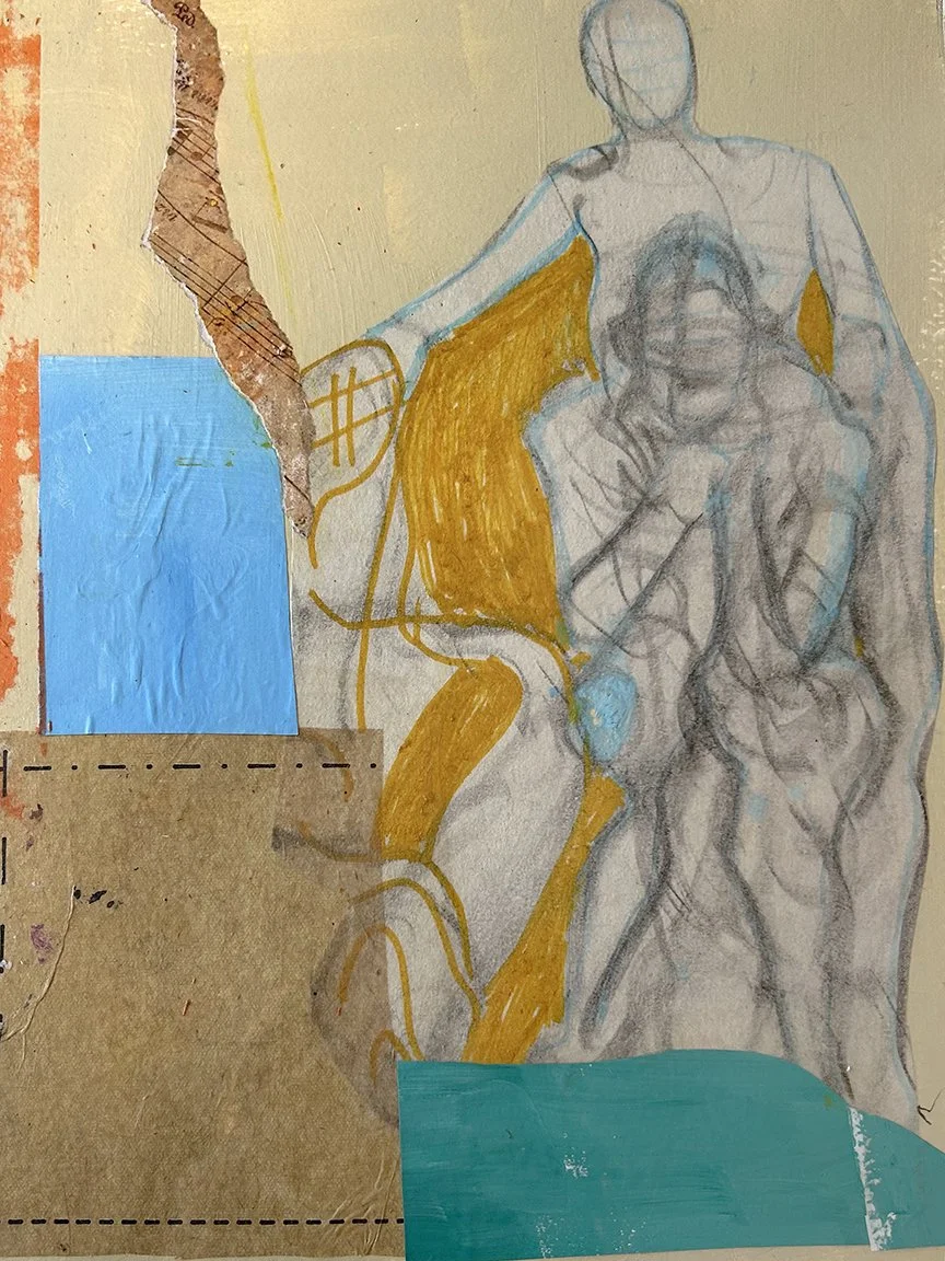 The Thinker
9" x 12"
Collage and Mixed Media