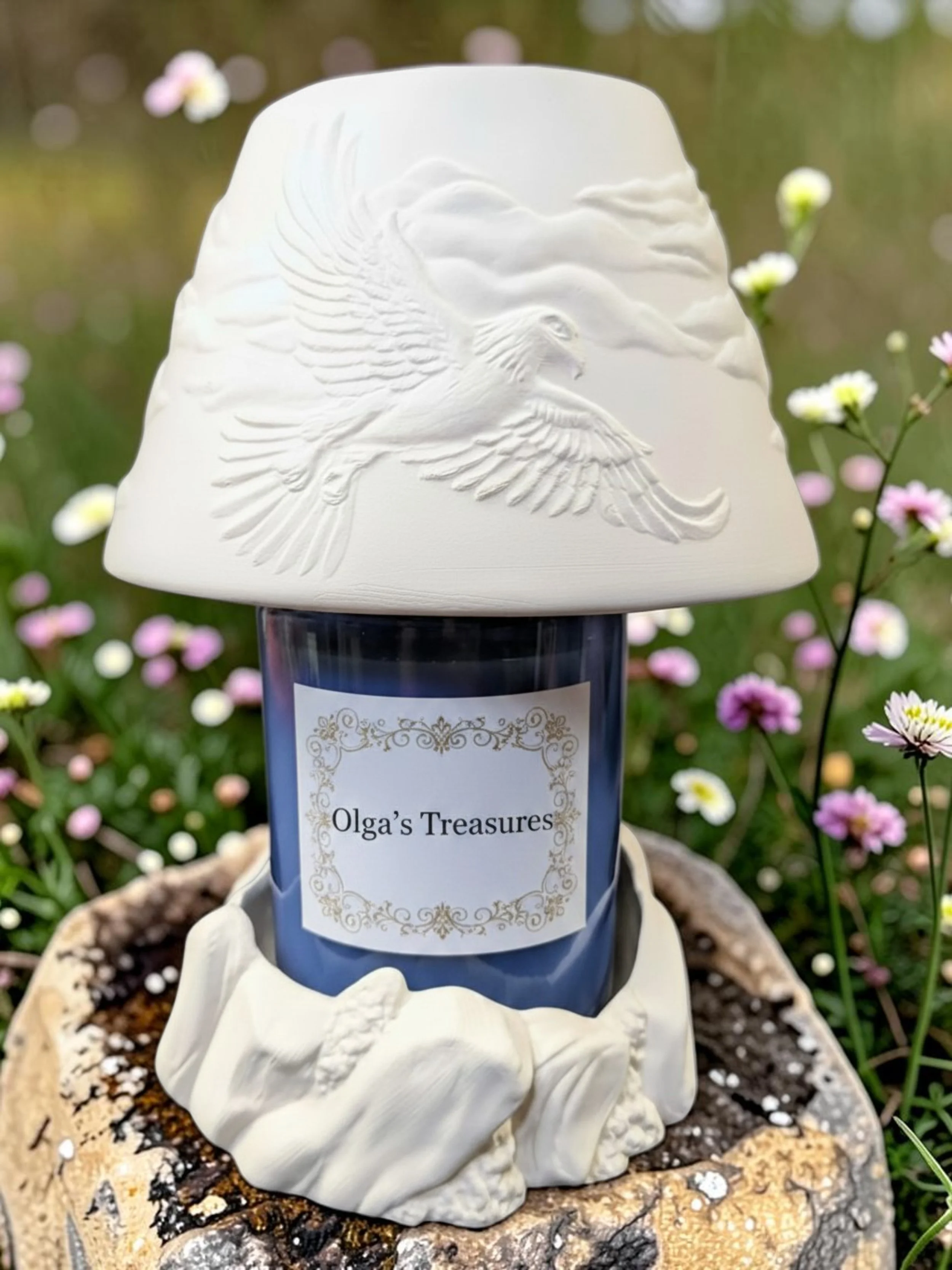 Ready to Paint Ceramic Bisque Candle Lamp Shade and Base.