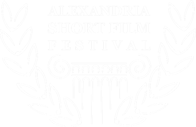 Logo for the Alexandria Short Film Festival, featuring the event name inside a laurel wreath design.