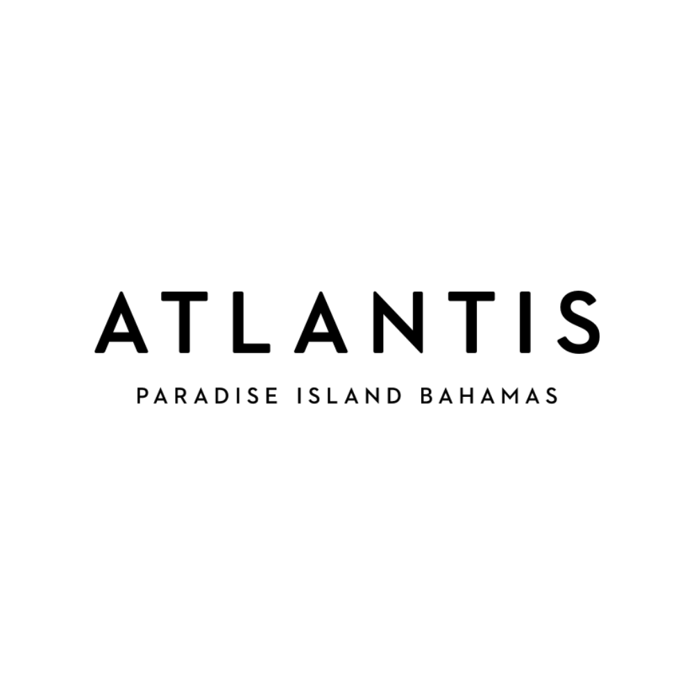 Atlantis Paradise Island Bahamas logo in black text on a white background