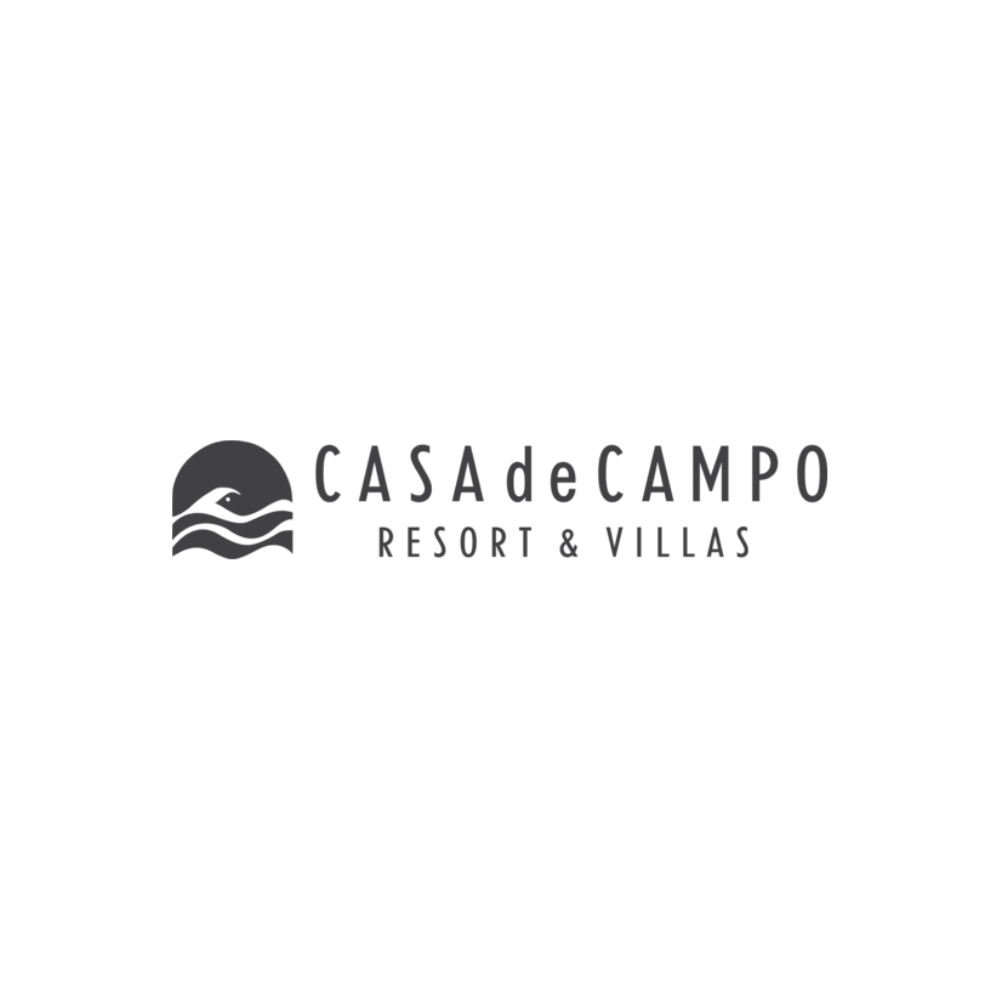 Logo for CASA de CAMPO Resort & Villas featuring a stylized wave and sun design.